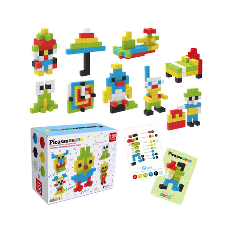 PicassoTiles 05A Pixel Magnetic Puzzle Cube 100 Piece Mix & Match Cube