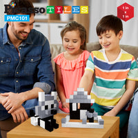 PicassoTiles 101pcs Magnetic Puzzle Cube Set - Black and White