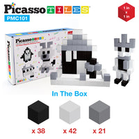 PicassoTiles 101pcs Magnetic Puzzle Cube Set - Black and White