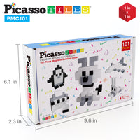 PicassoTiles 101pcs Magnetic Puzzle Cube Set - Black and White