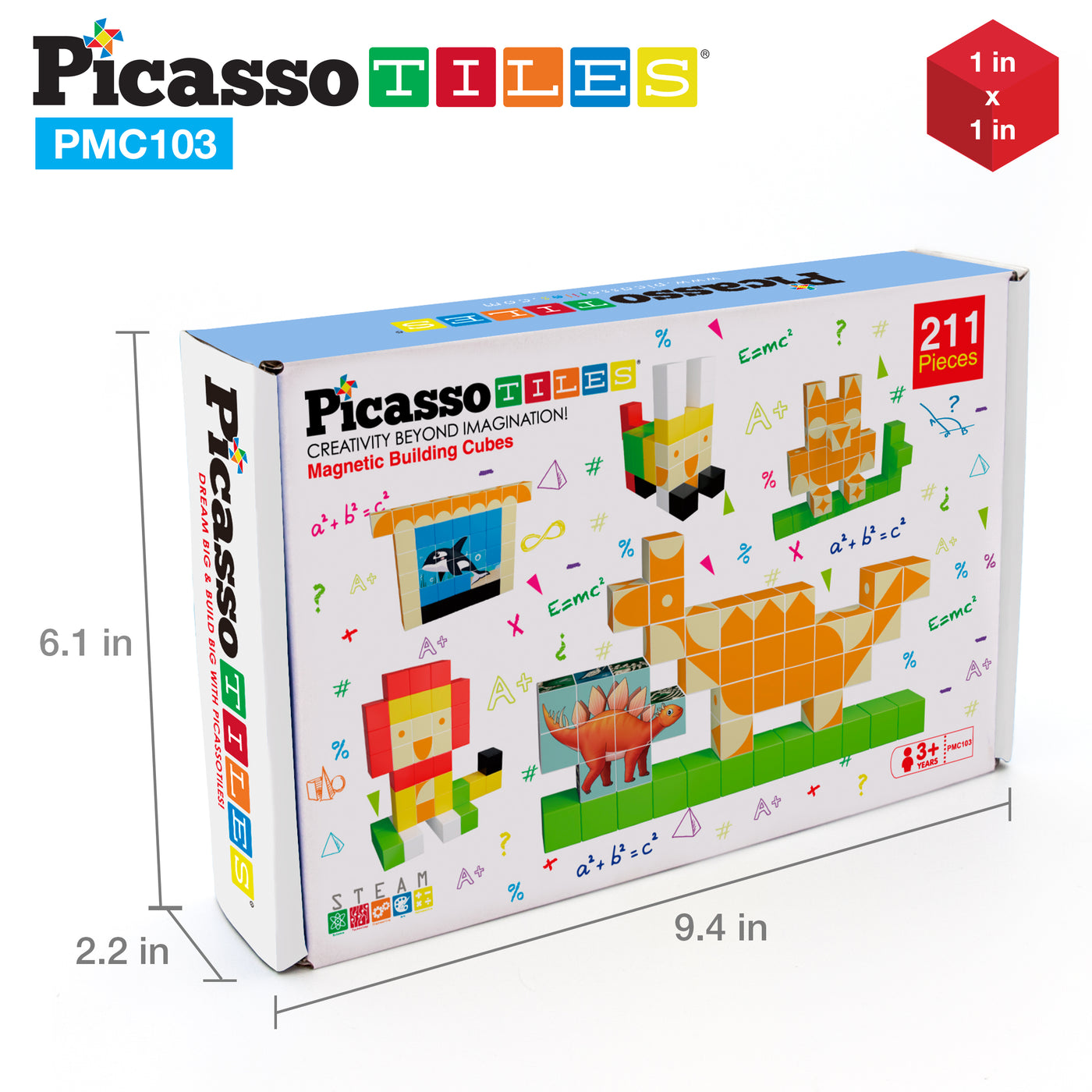 PicassoTiles 103 Piece Pixel Magnetic Puzzle Cube Set