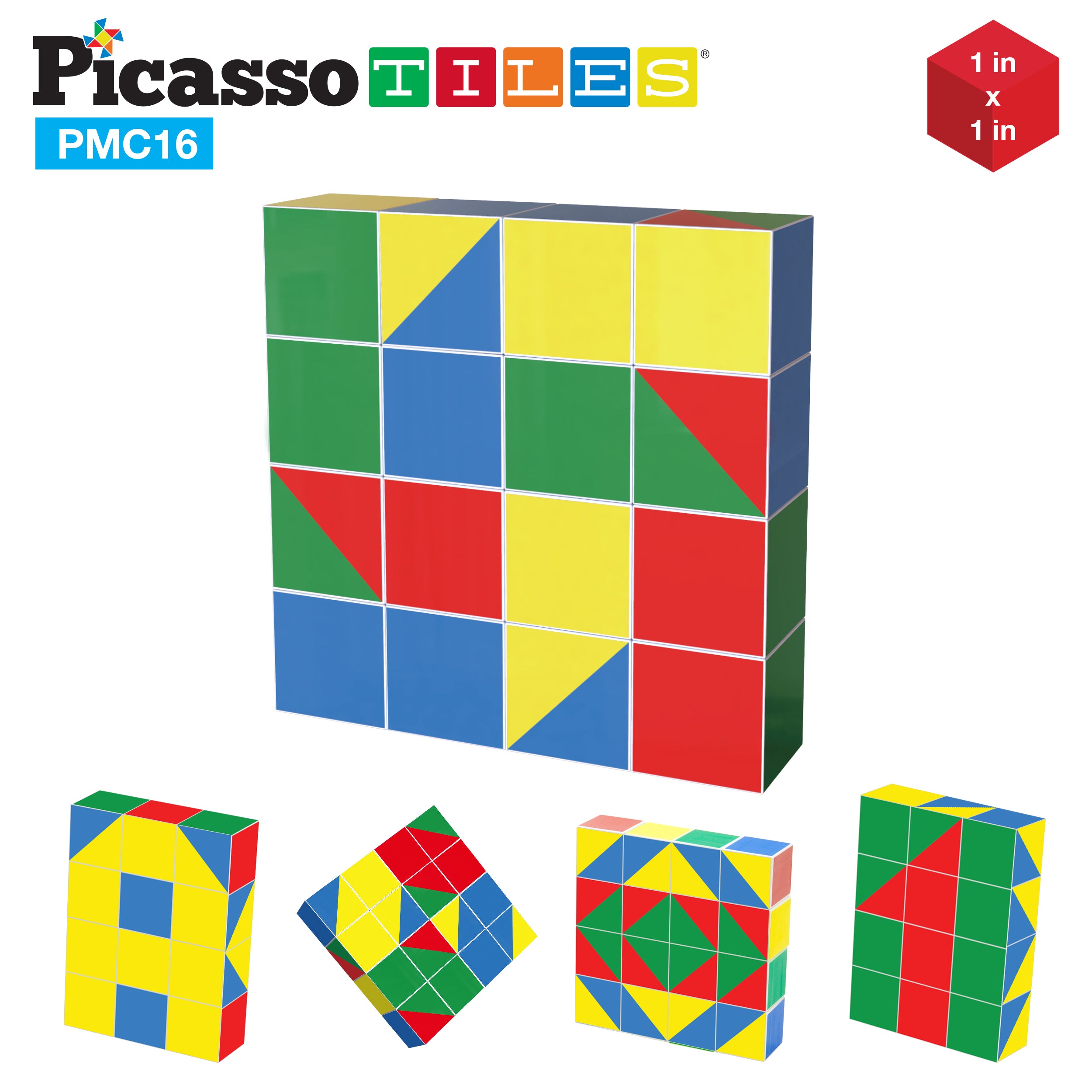 PicassoTiles Geometry Patterns Magnetic Puzzle Cube Set