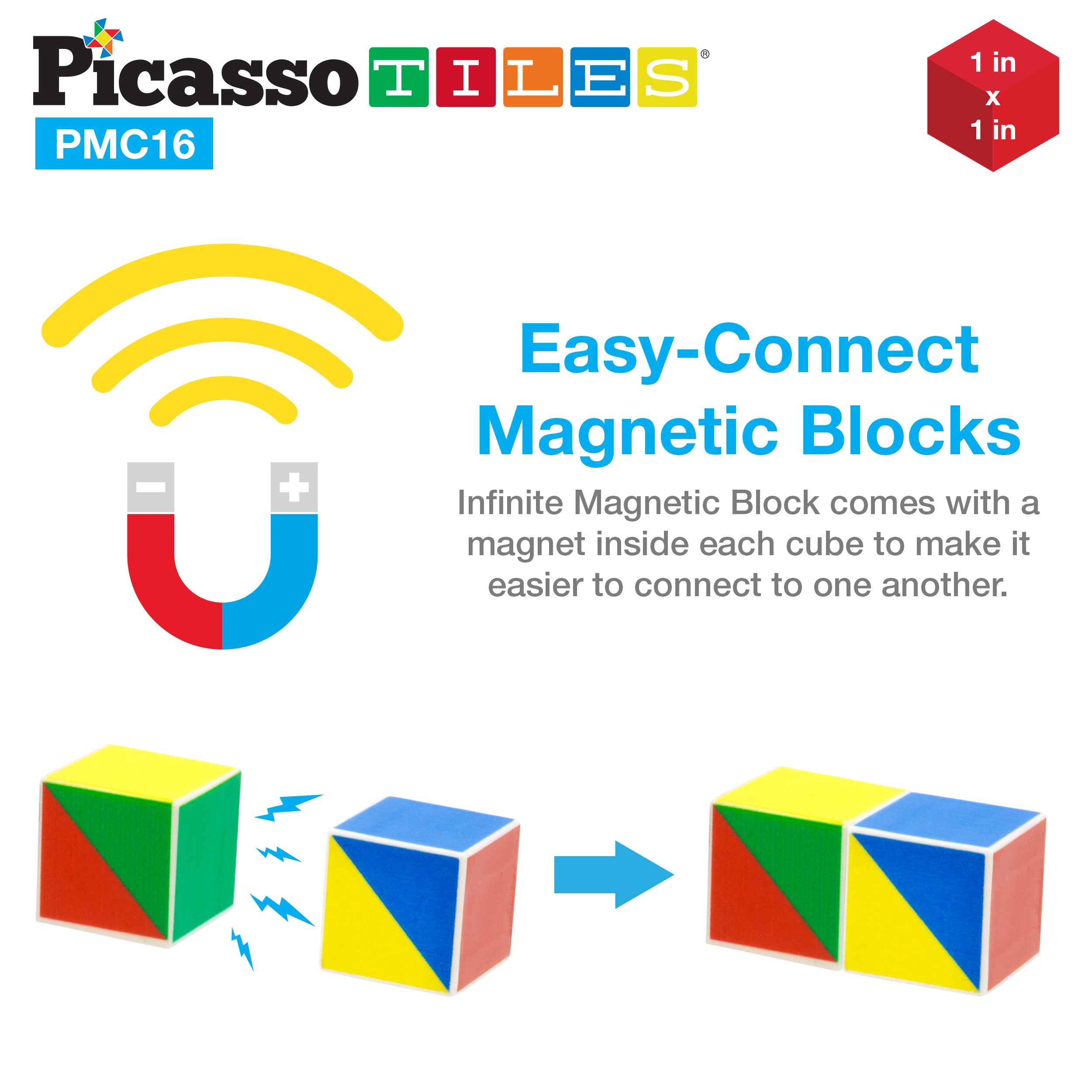 PicassoTiles Geometry Patterns Magnetic Puzzle Cube Set