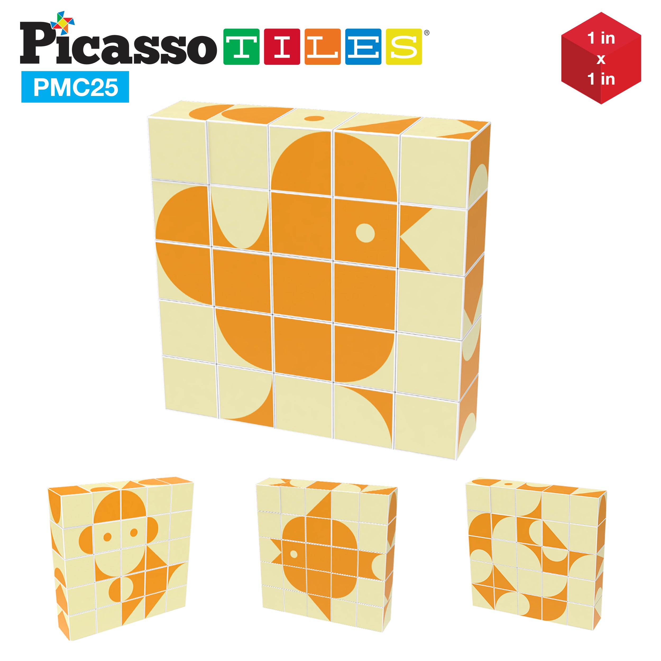 PicassoTiles Mix and Match 25 Piece Magnetic Puzzle Cube Set