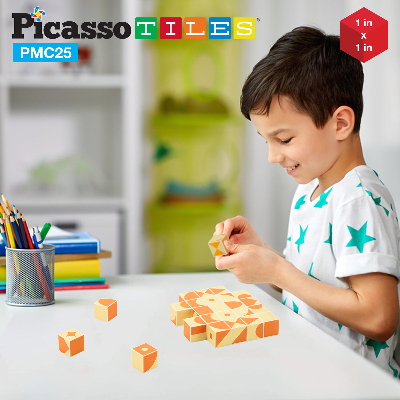 PicassoTiles Mix and Match 25 Piece Magnetic Puzzle Cube Set