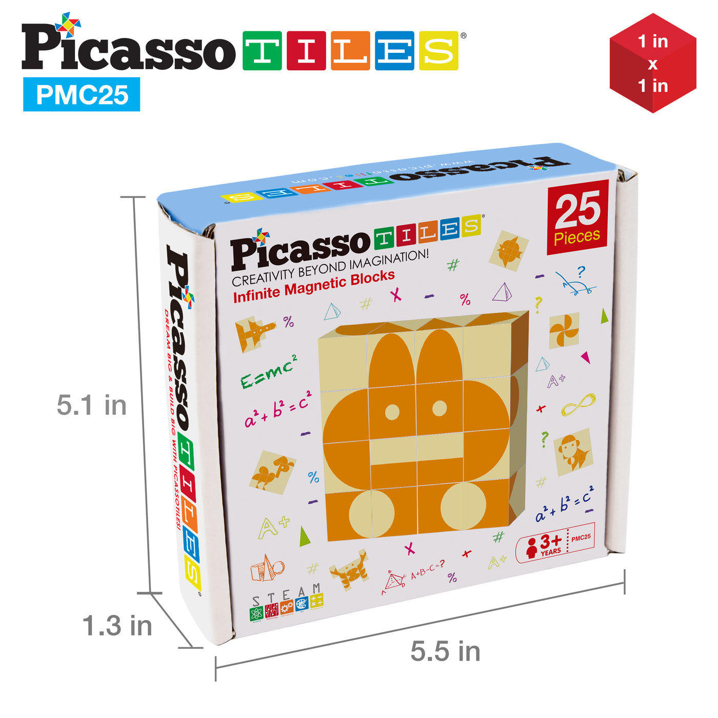 PicassoTiles Mix and Match 25 Piece Magnetic Puzzle Cube Set