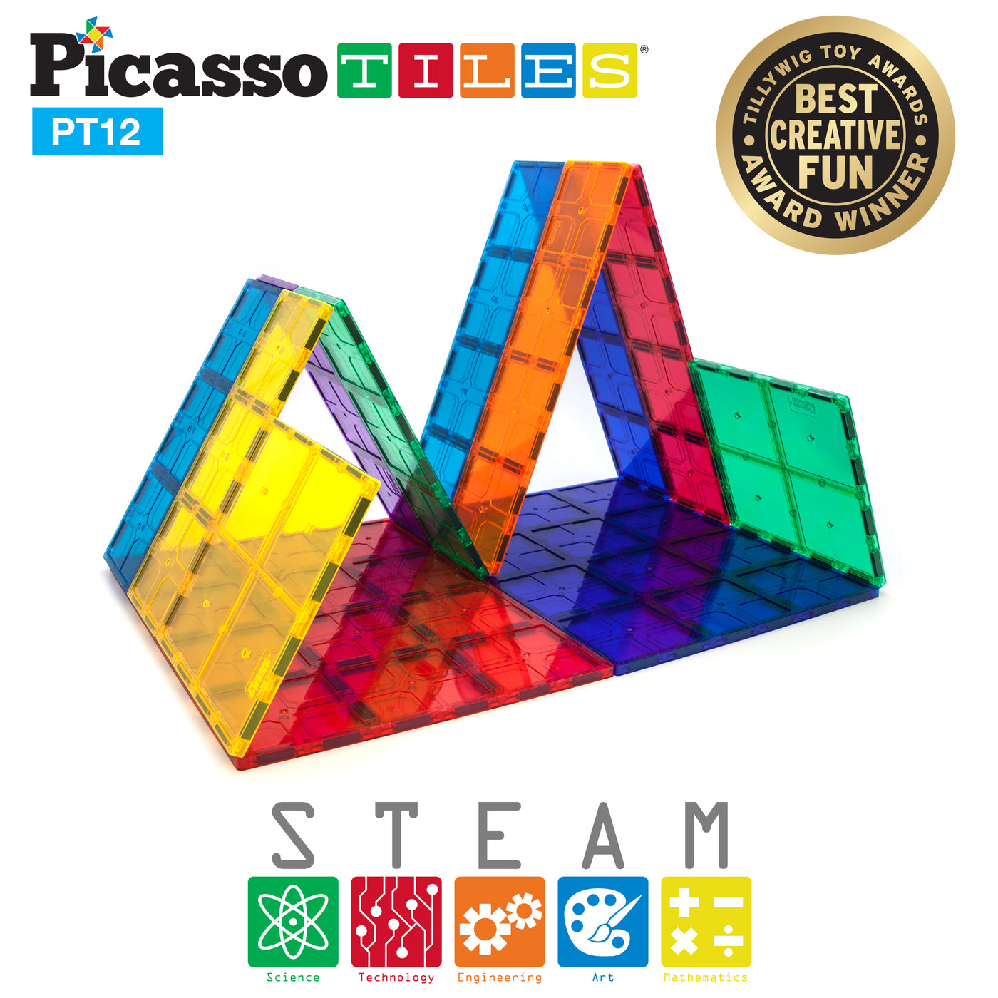 PicassoTiles Large Connected Magnetic Tiles