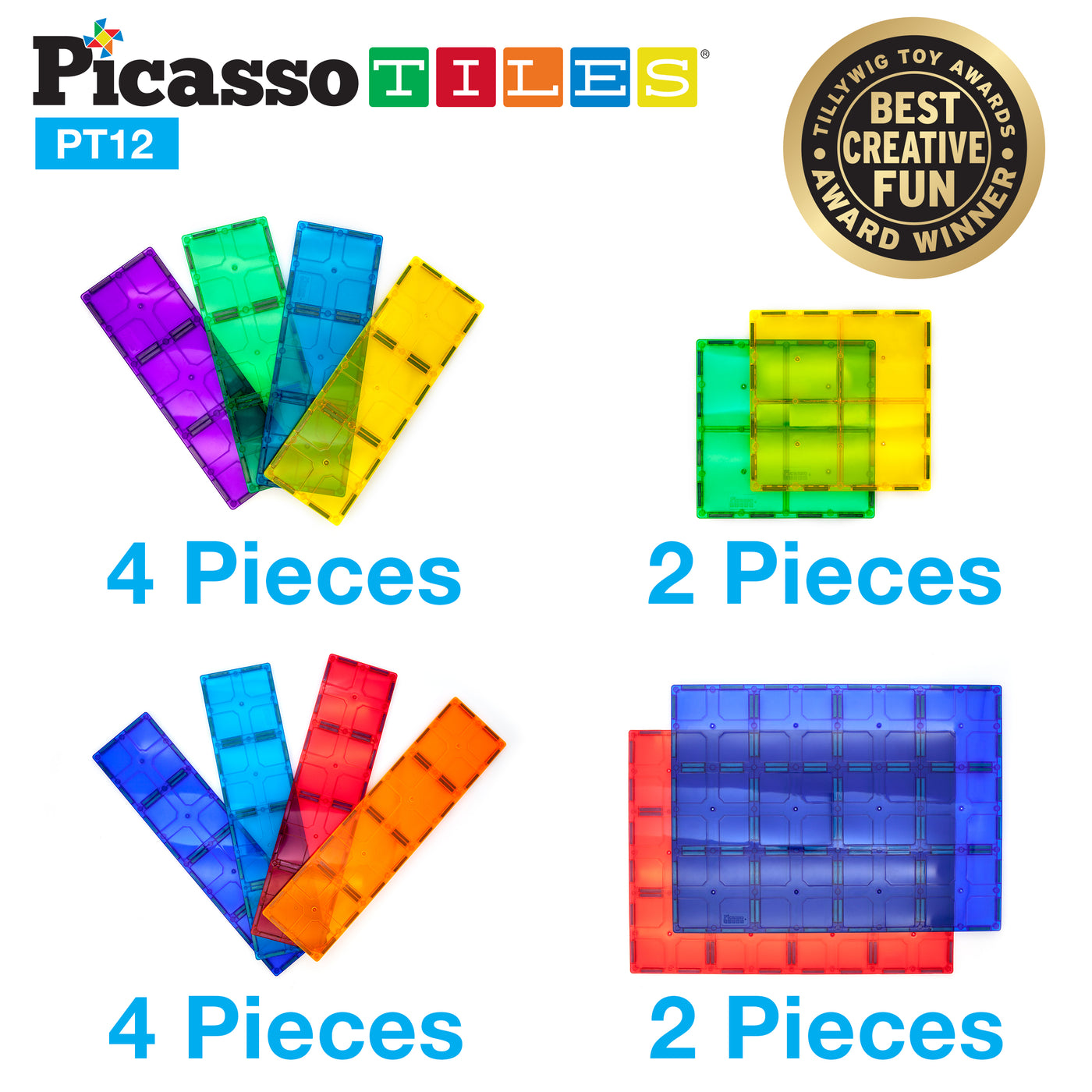 PicassoTiles Large Connected Magnetic Tiles