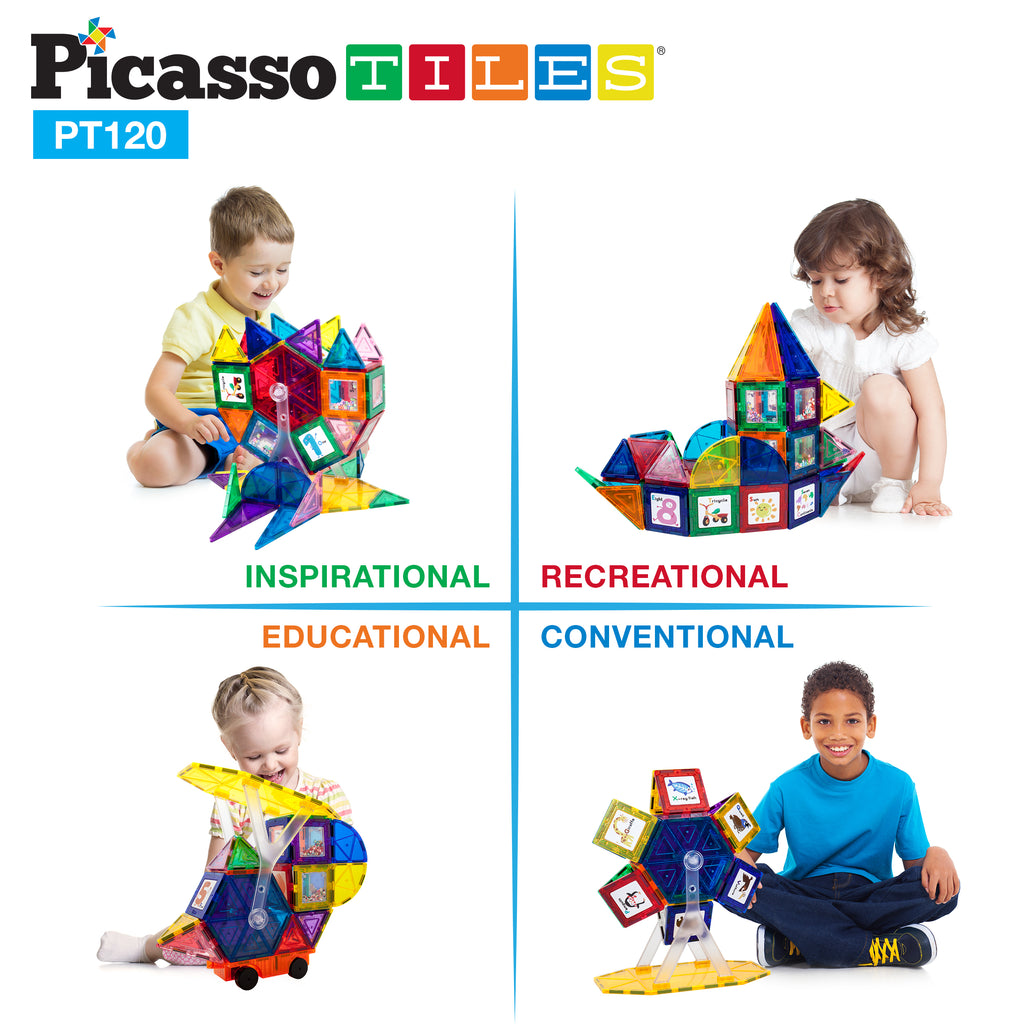 PicassoTiles Mini 120-Piece Magnetic Tile & Figure Building Set One-Size