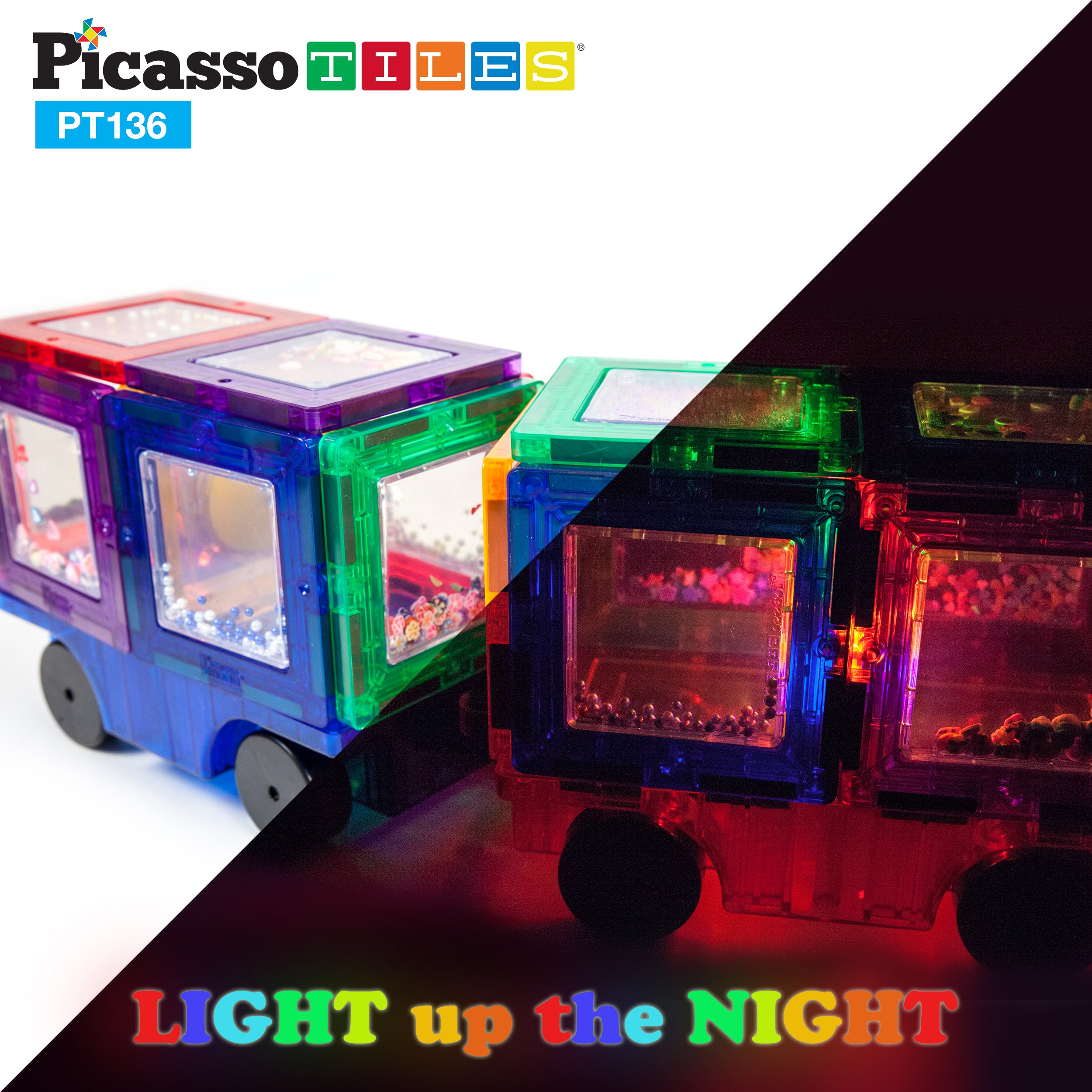 PicassoTiles Magnet Tile STEM Learning Clip-In Card LED Light Set