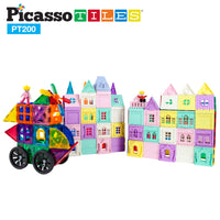 PicassoTiles Magnetic Tile Castle Set with Action Figures & Enhancements