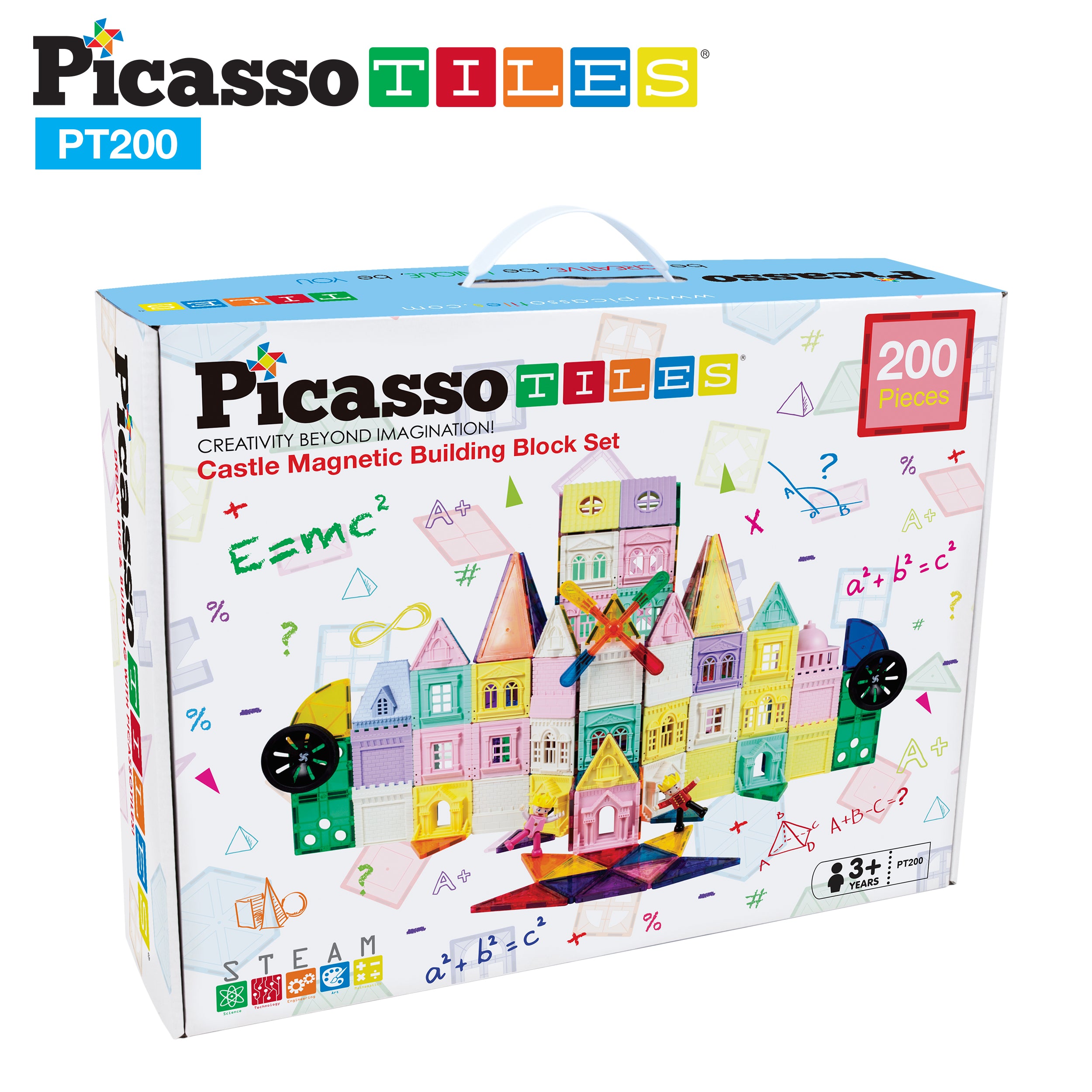 PicassoTiles Magnetic Tile Castle Set with Action Figures & Enhancements