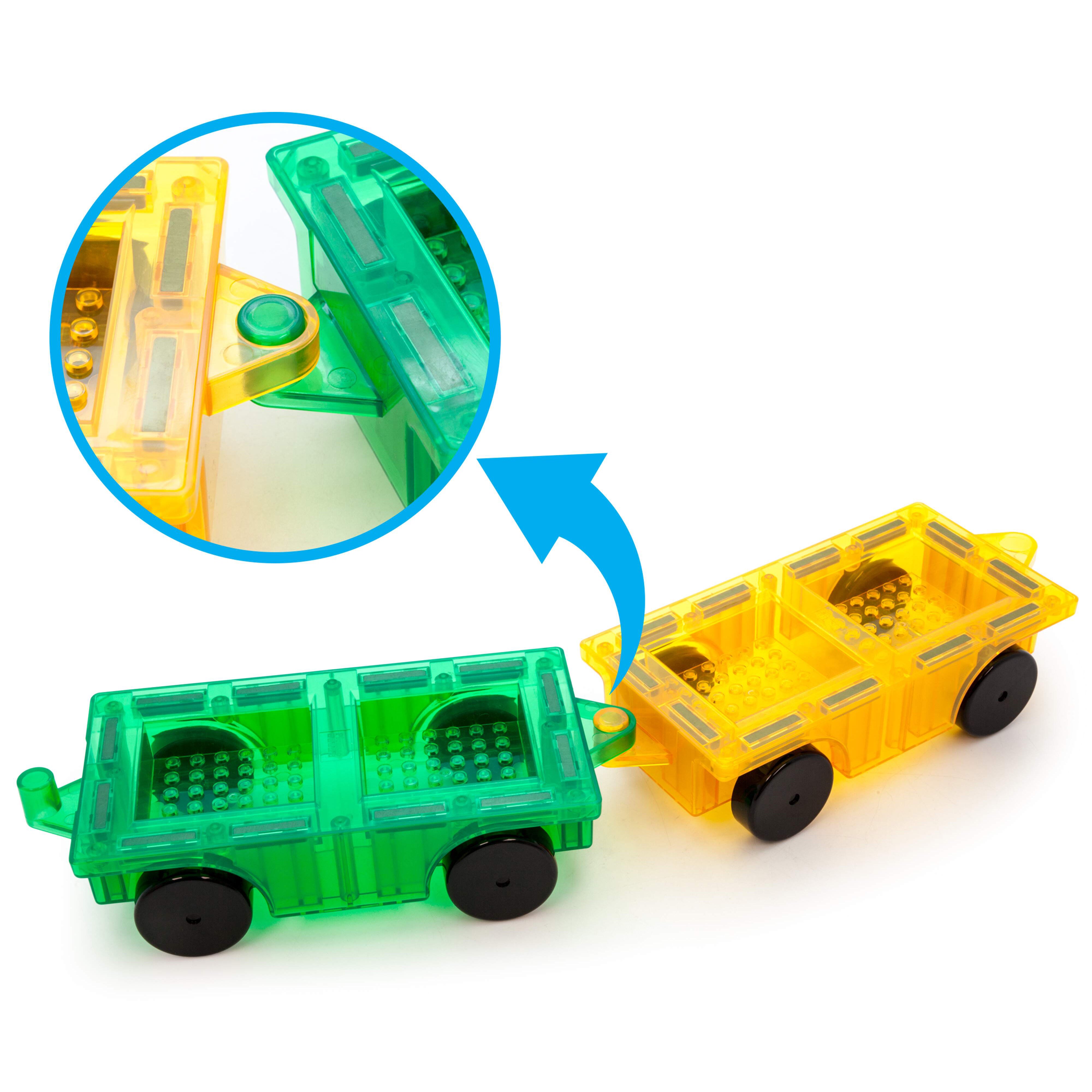 PicassoTiles 2 Action Figures with Transformable Car to Truck