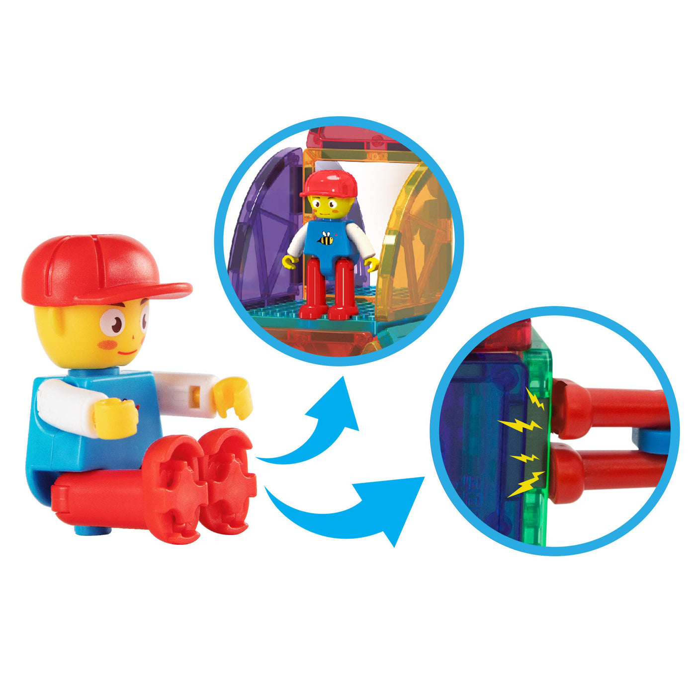 PicassoTiles 2 Action Figures with Transformable Car to Truck