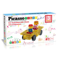 PicassoTiles 2 Action Figures with Transformable Car to Truck