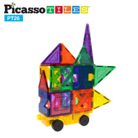 PicassoTiles Magnet Tile Car Base Stack-n-Build Set - 26 Pieces