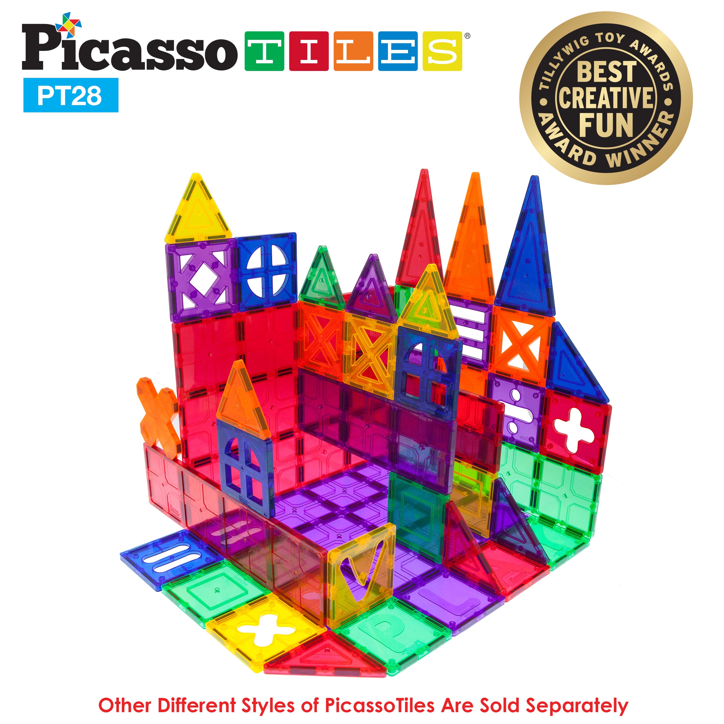 PicassoTiles Extra Large Magnet Tile Foundation Plates - 28 Pieces