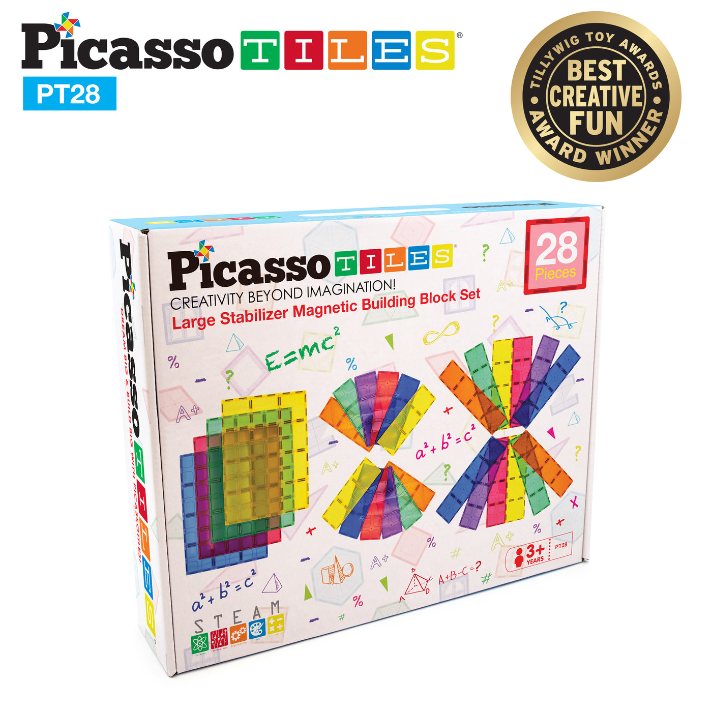 PicassoTiles Extra Large Magnet Tile Foundation Plates - 28 Pieces