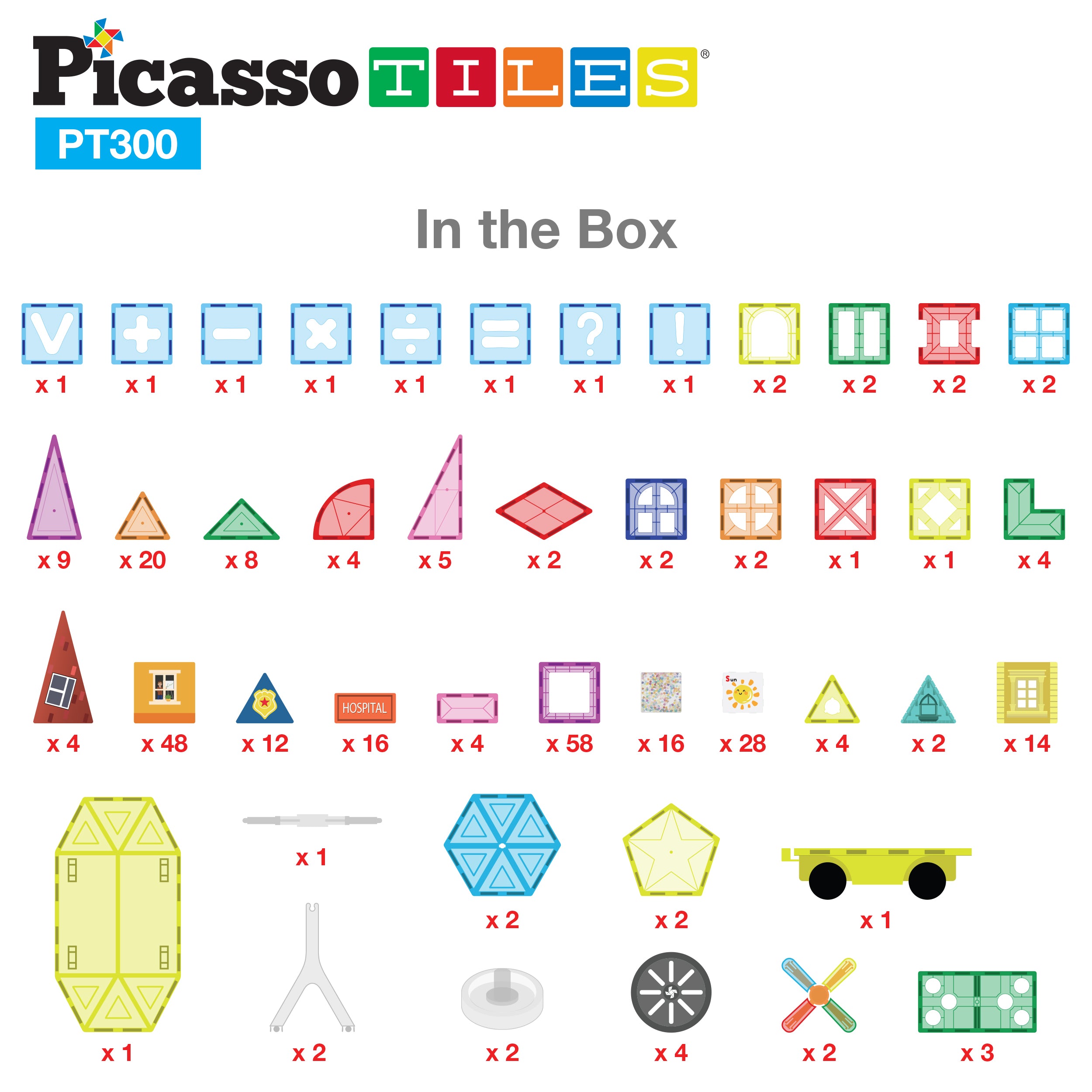 PicassoTiles 3in1 School, Hospital, and Police Station Building Blocks Set