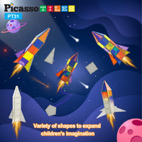 PicassoTiles Magnet Tile UV Activated Color Changing Rocket