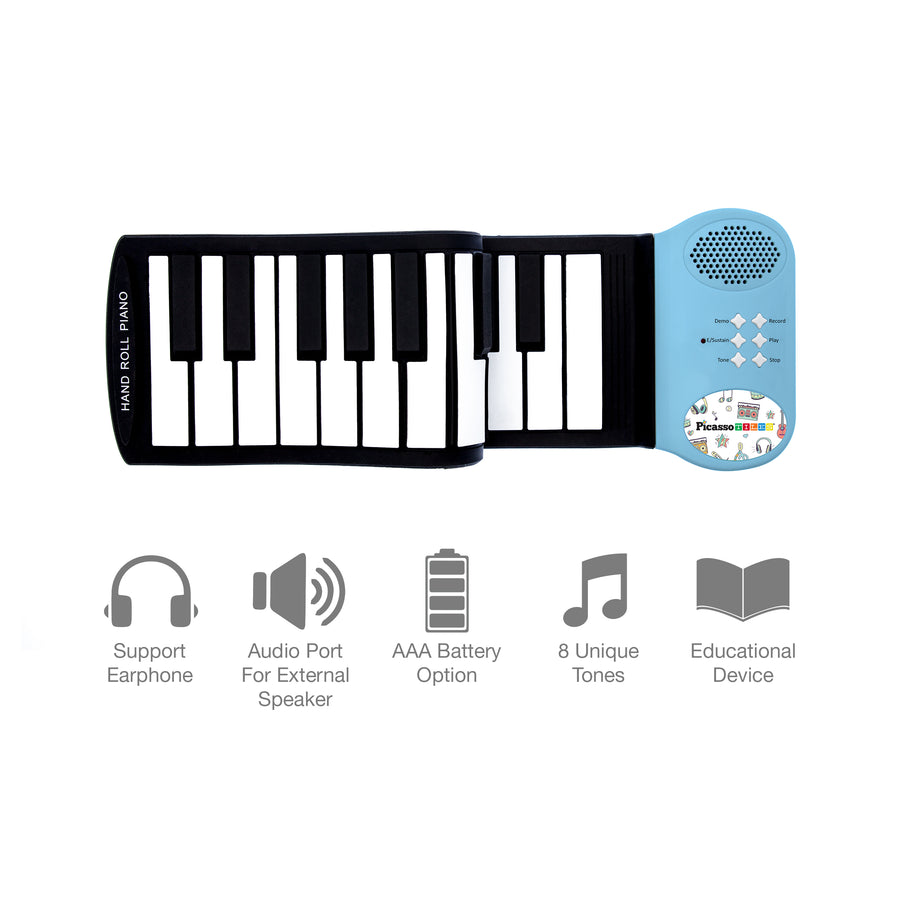 PicassoTiles 49-Key Flexible Roll-Up Piano Keyboard