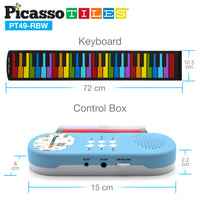 PicassoTiles Kid's 49 Colorful Key Roll-Up Educational Keyboard