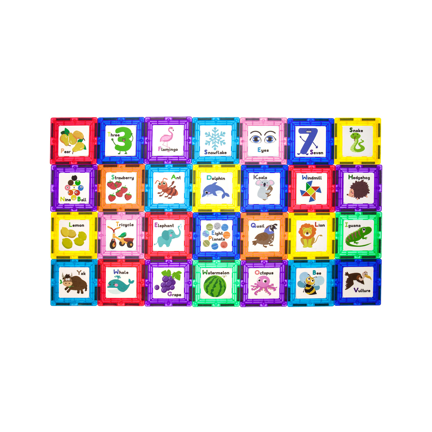 PicassoTiles Magnetic Tiles Card Insert Set - 56 Pieces