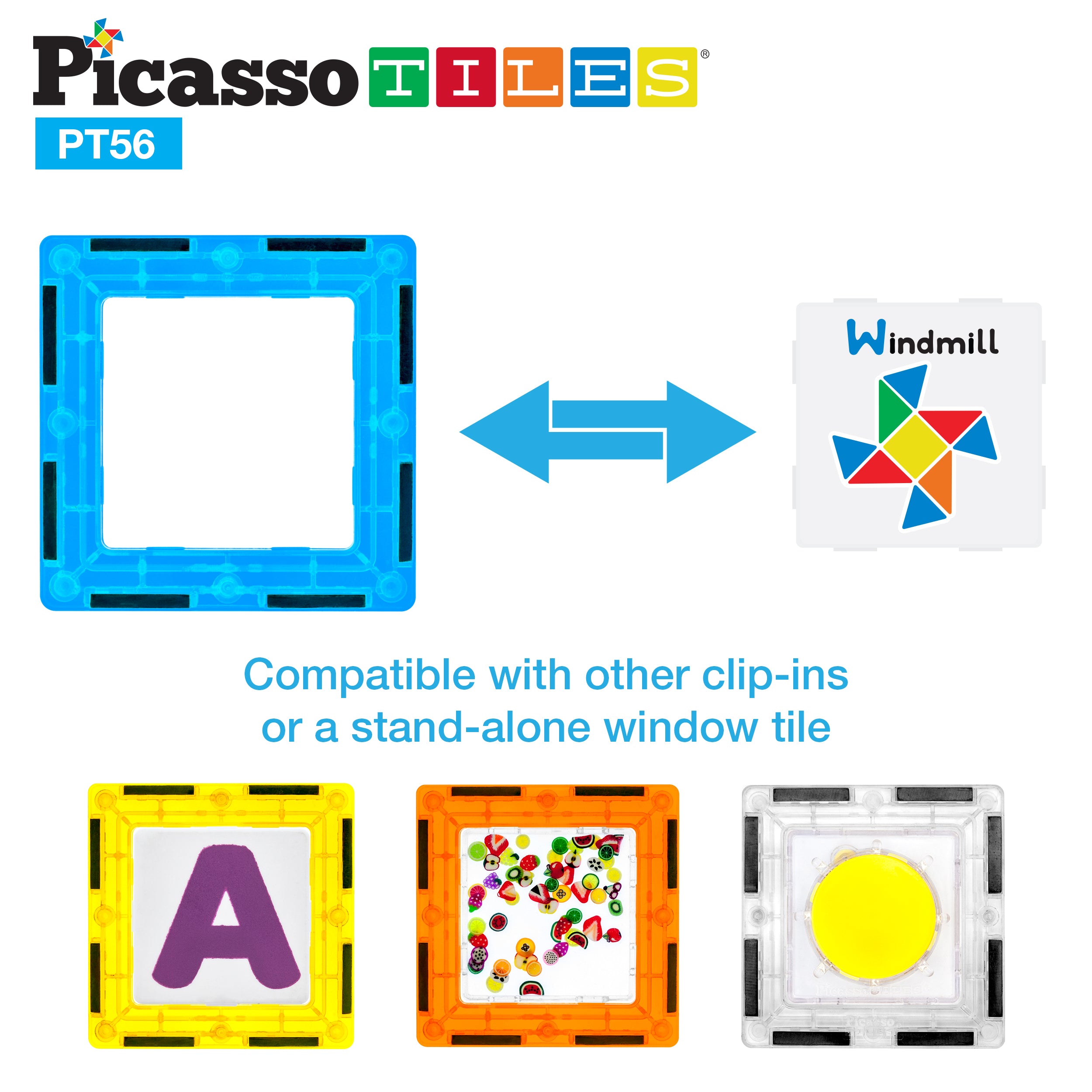 PicassoTiles Magnetic Tiles Card Insert Set - 56 Pieces