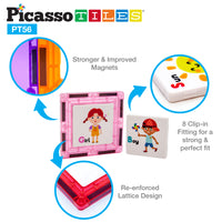 PicassoTiles Magnetic Tiles Card Insert Set - 56 Pieces