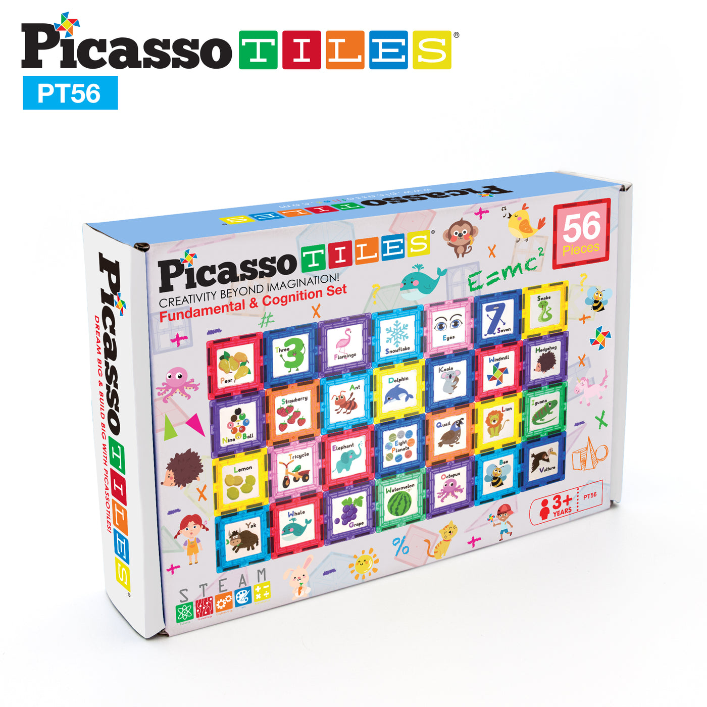 PicassoTiles Magnetic Tiles Card Insert Set - 56 Pieces