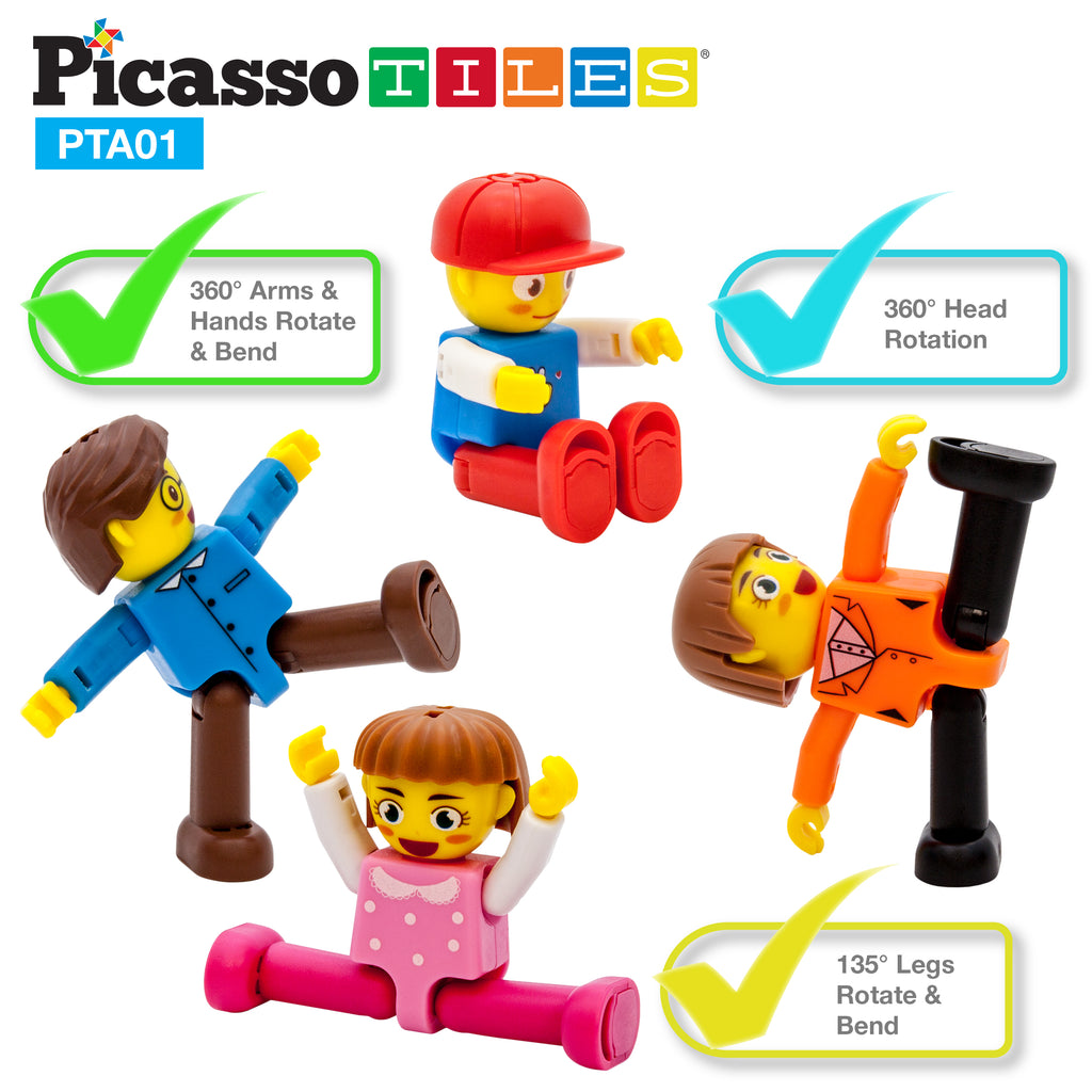 PicassoTiles Family Action Figures, Set of 4