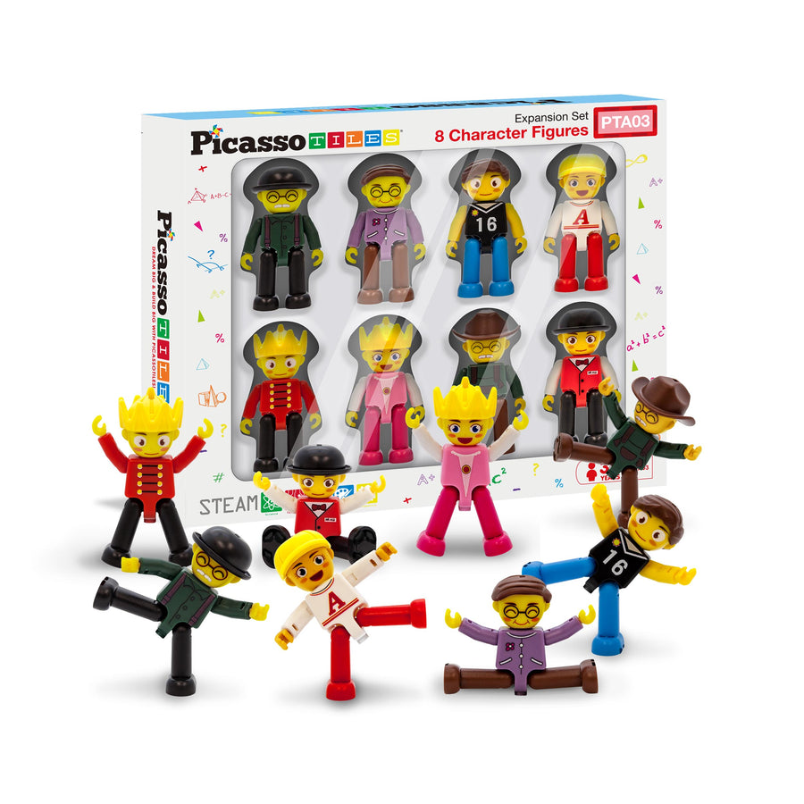 PicassoTiles 8pc Character Action Figure Multi Pack Set