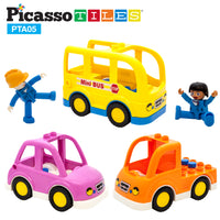 PicassoTiles Magnetic Toy Character Action Figure with 3 Cars