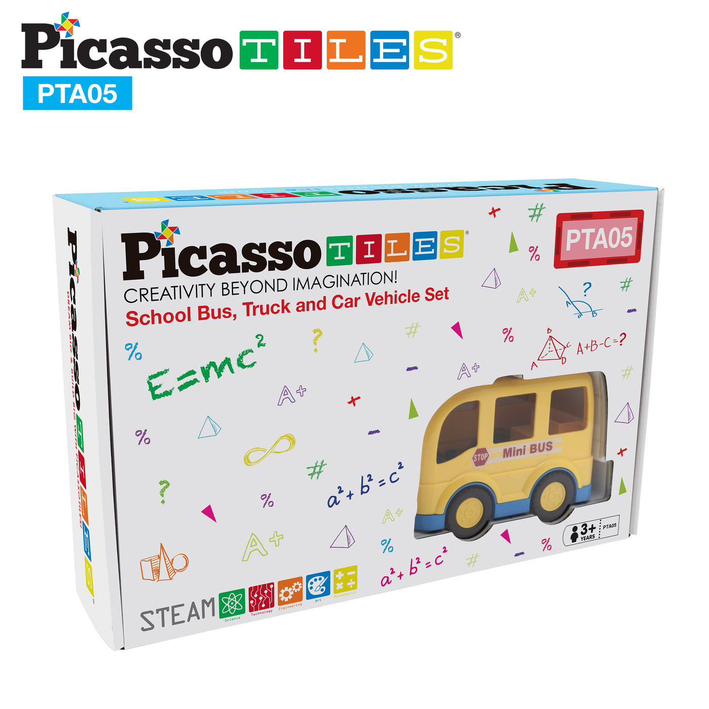 PicassoTiles Magnetic Toy Character Action Figure with 3 Cars
