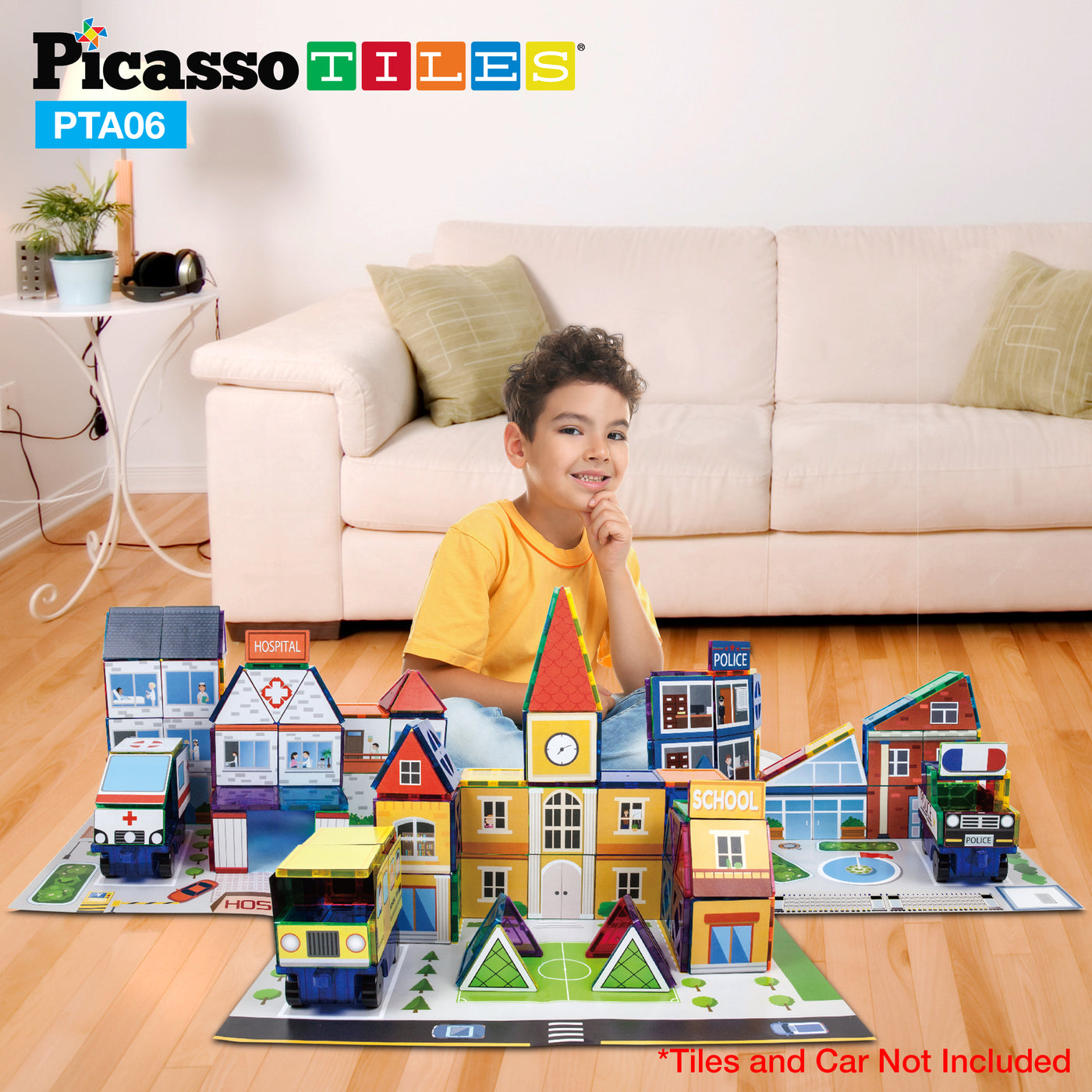 PicassoTiles Magnetic Tile Stick-On Graphics: 3in1 City Theme