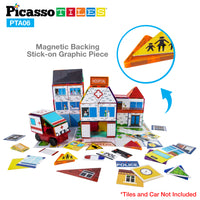 PicassoTiles Magnetic Tile Stick-On Graphics: 3in1 City Theme