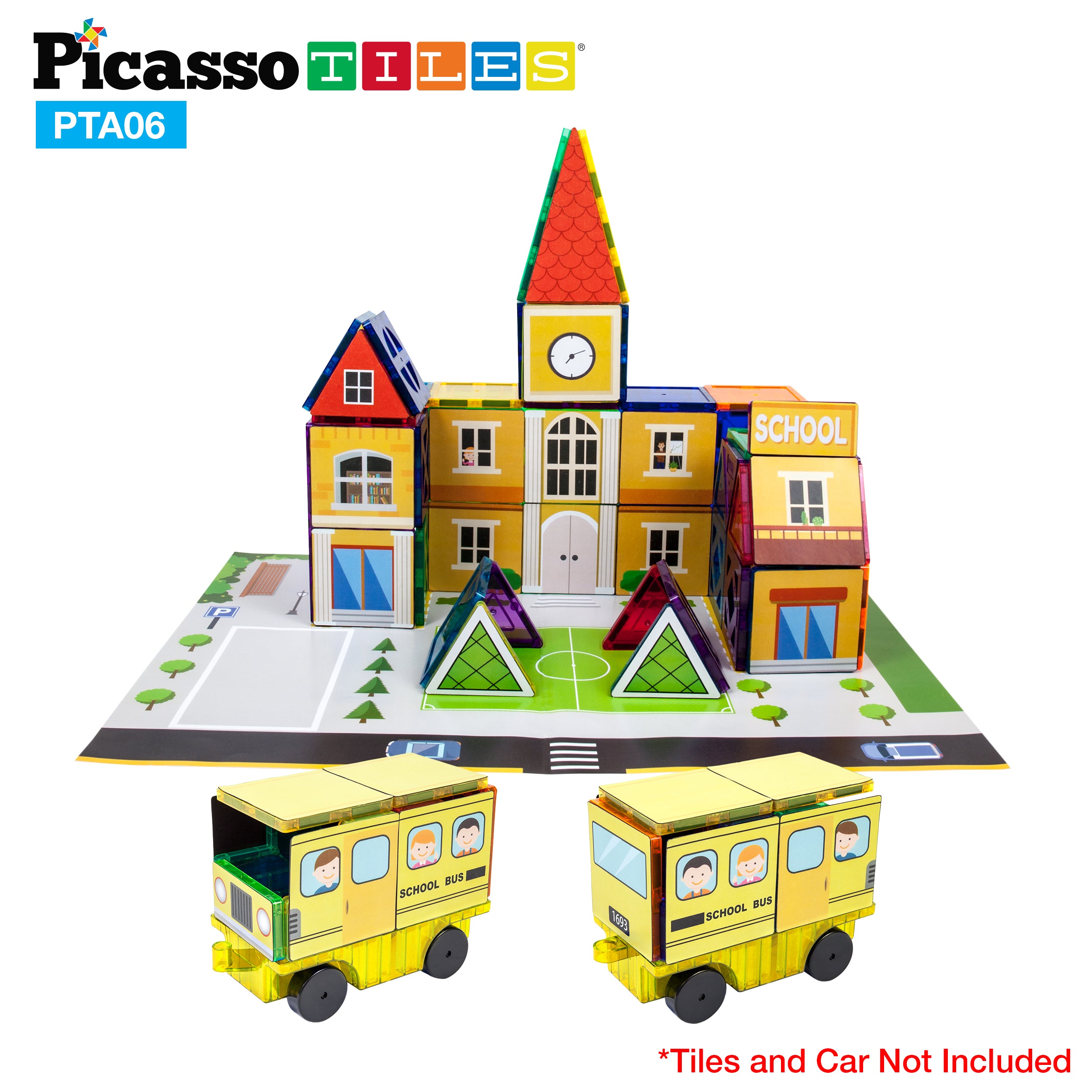 PicassoTiles Magnetic Tile Stick-On Graphics: 3in1 City Theme