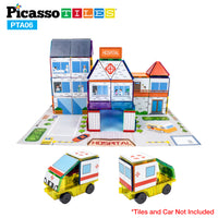 PicassoTiles Magnetic Tile Stick-On Graphics: 3in1 City Theme