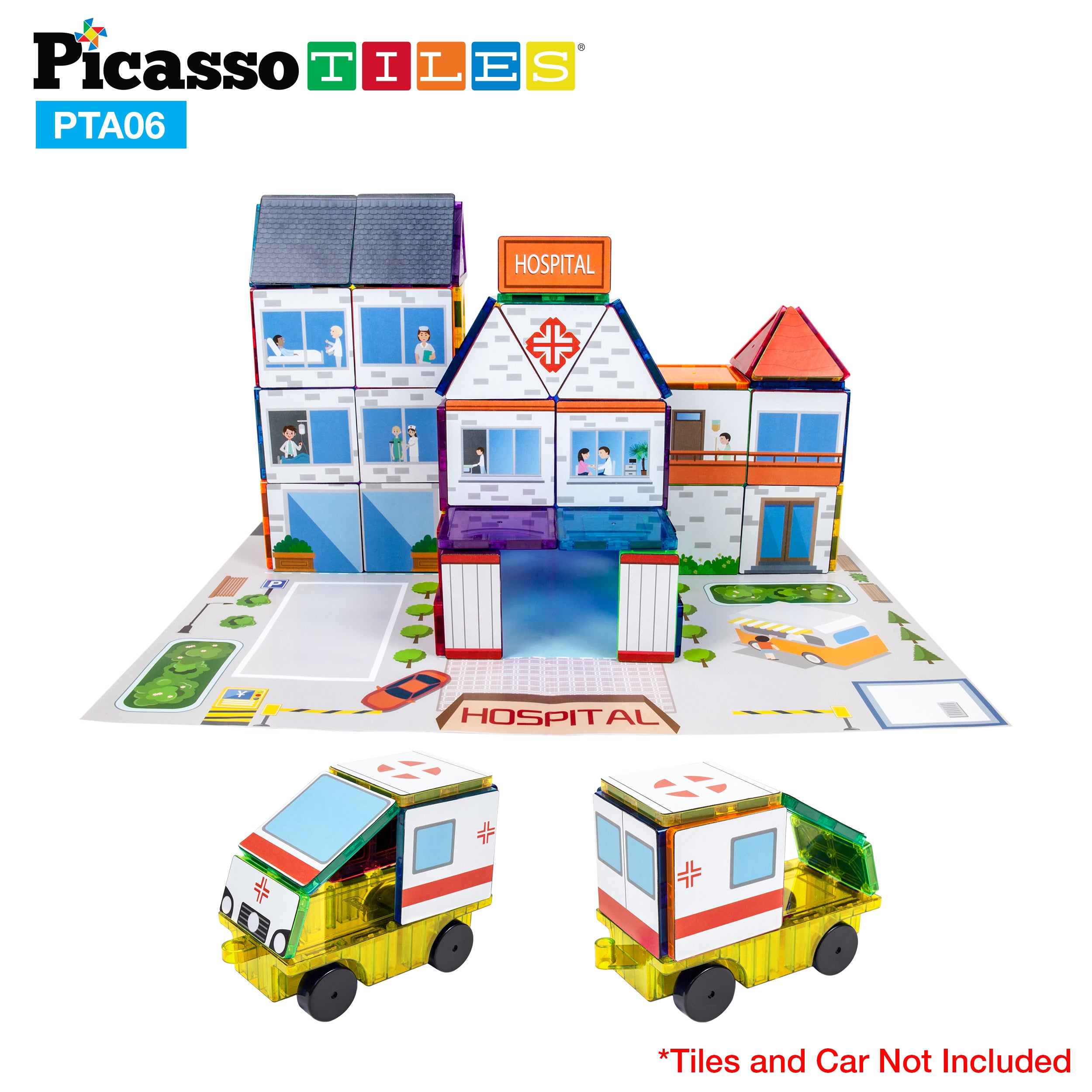 PicassoTiles Magnetic Tile Stick-On Graphics: 3in1 City Theme