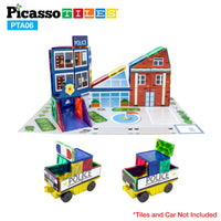 PicassoTiles Magnetic Tile Stick-On Graphics: 3in1 City Theme