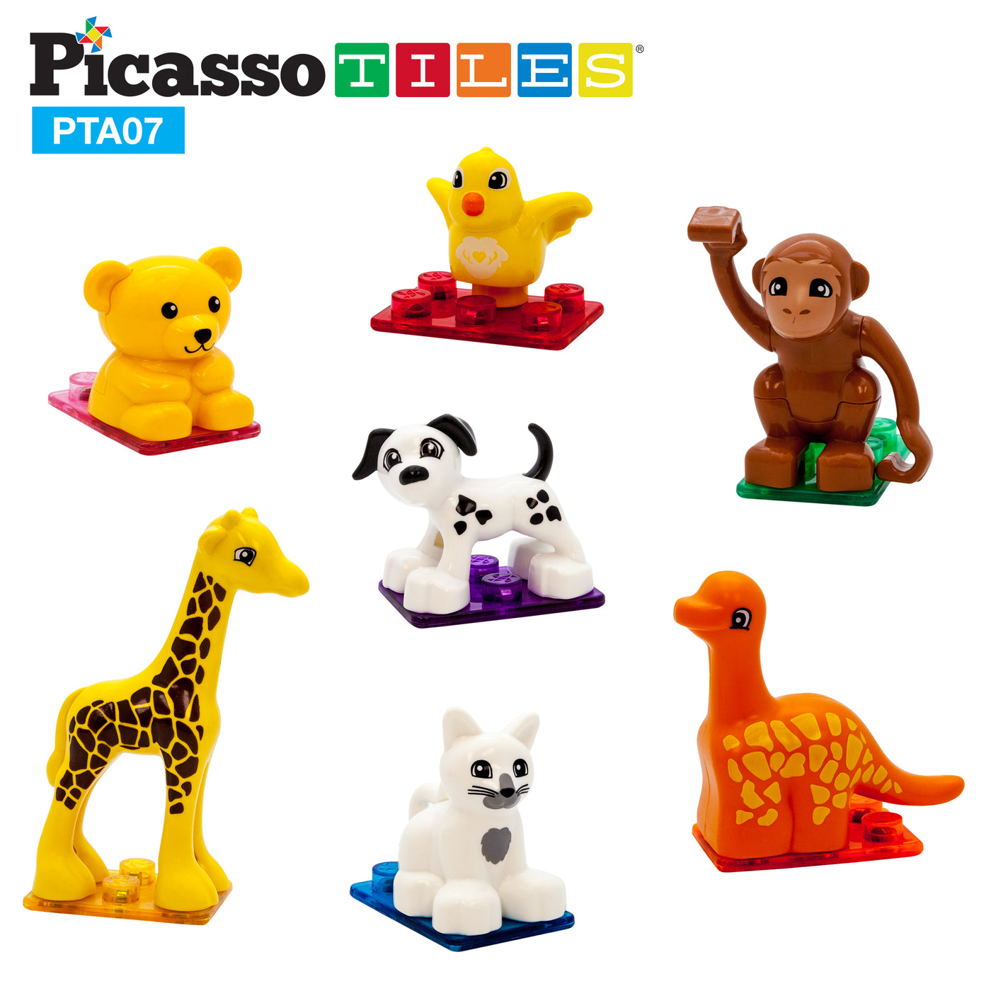 PicassoTiles Animal Character Magnetic Tile Toy Set
