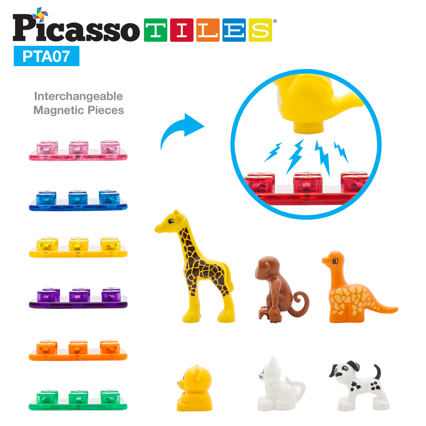 PicassoTiles Animal Character Magnetic Tile Toy Set