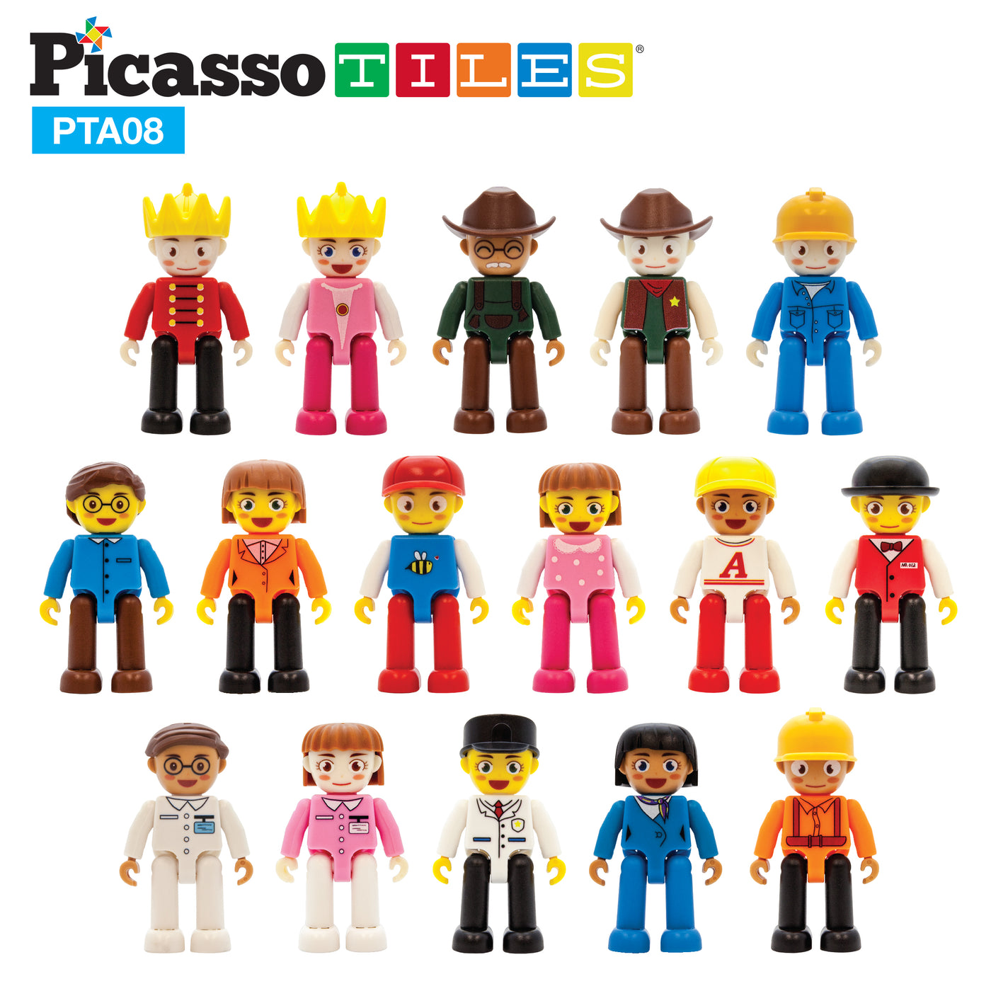 PicassoTiles 16 Piece Character Figure Set