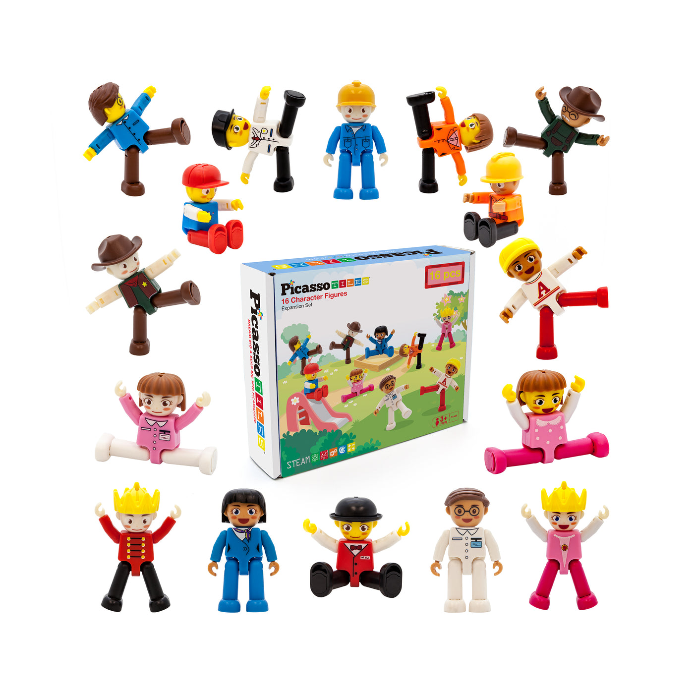 PicassoTiles 16 Piece Character Figure Set