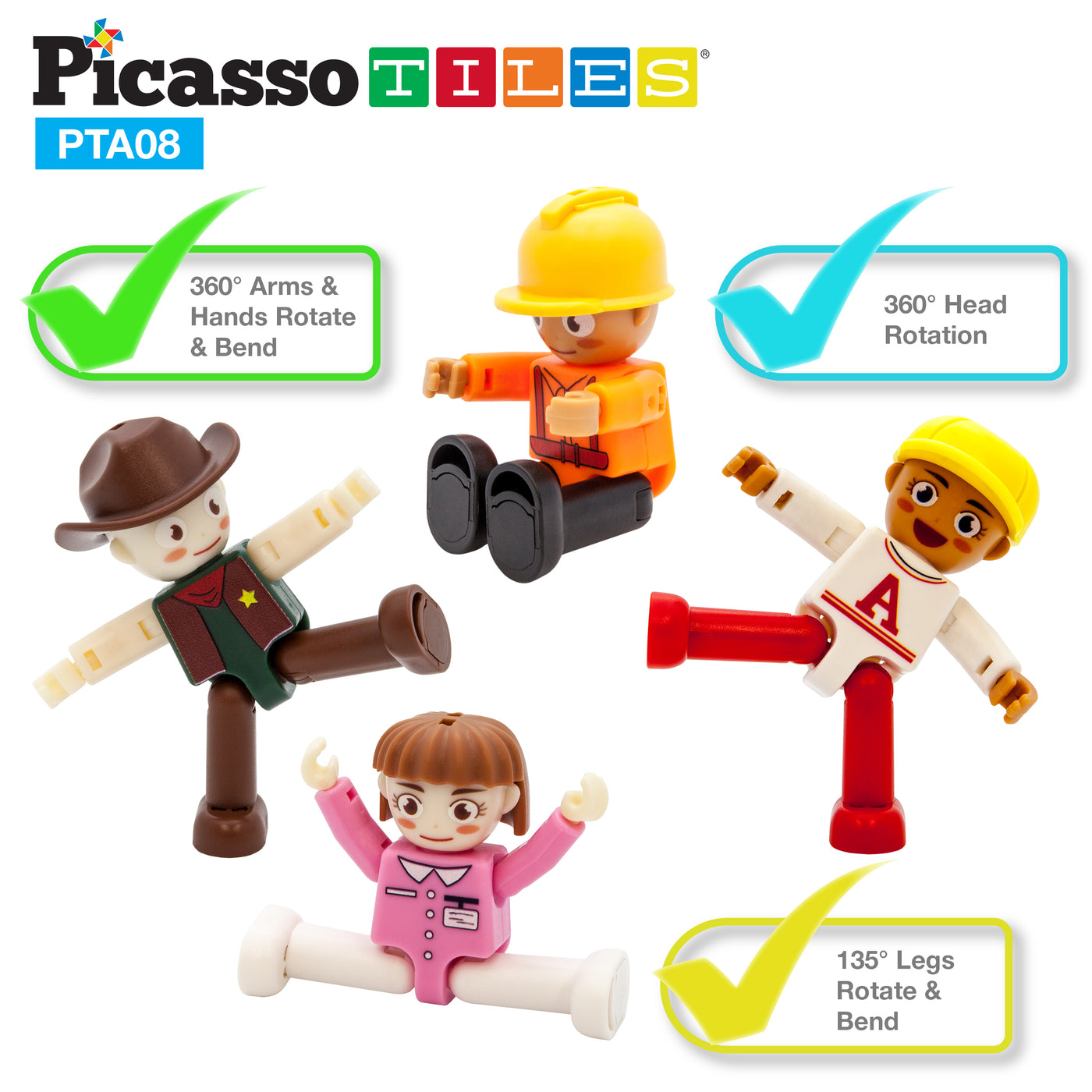 PicassoTiles 16 Piece Character Figure Set