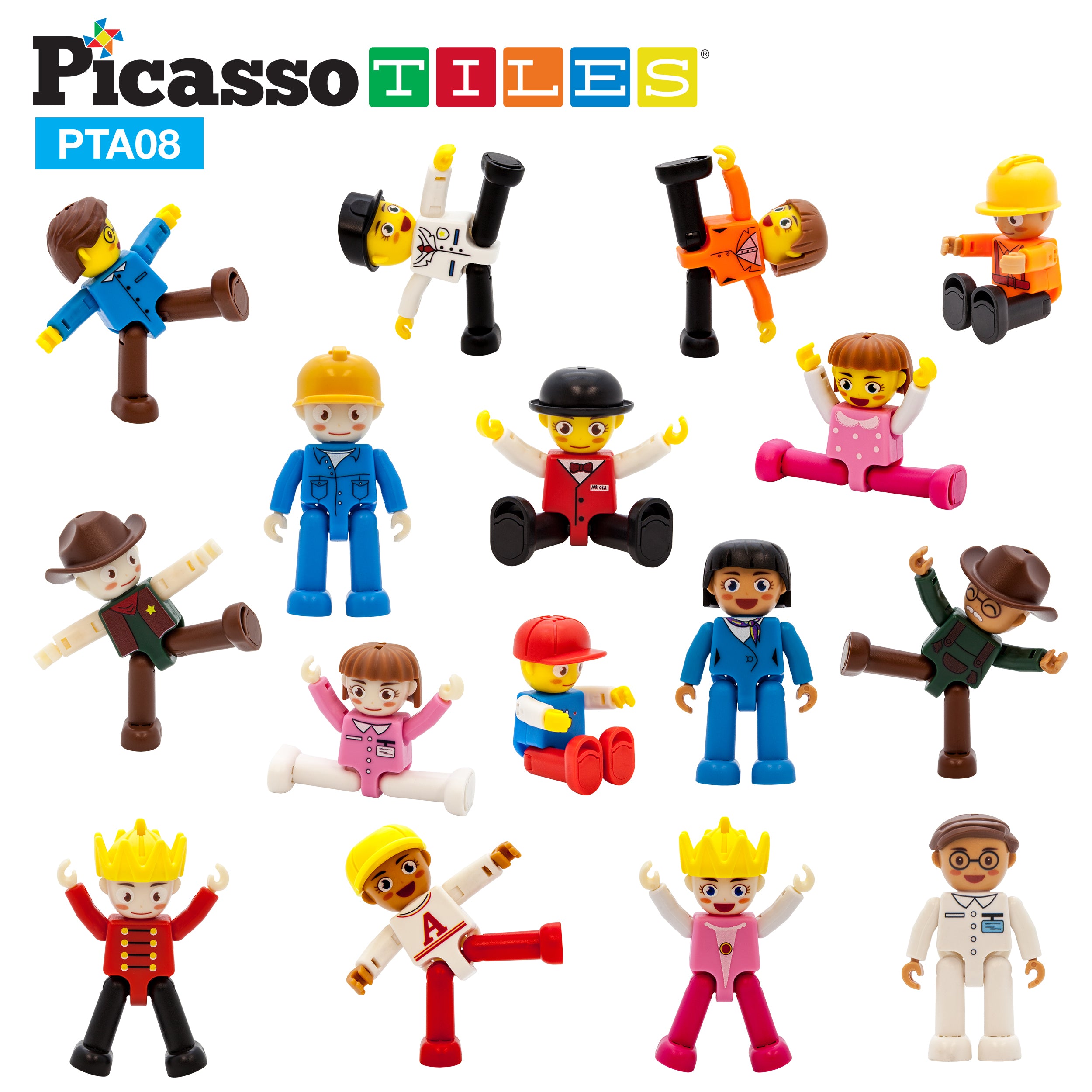 PicassoTiles 16 Piece Character Figure Set