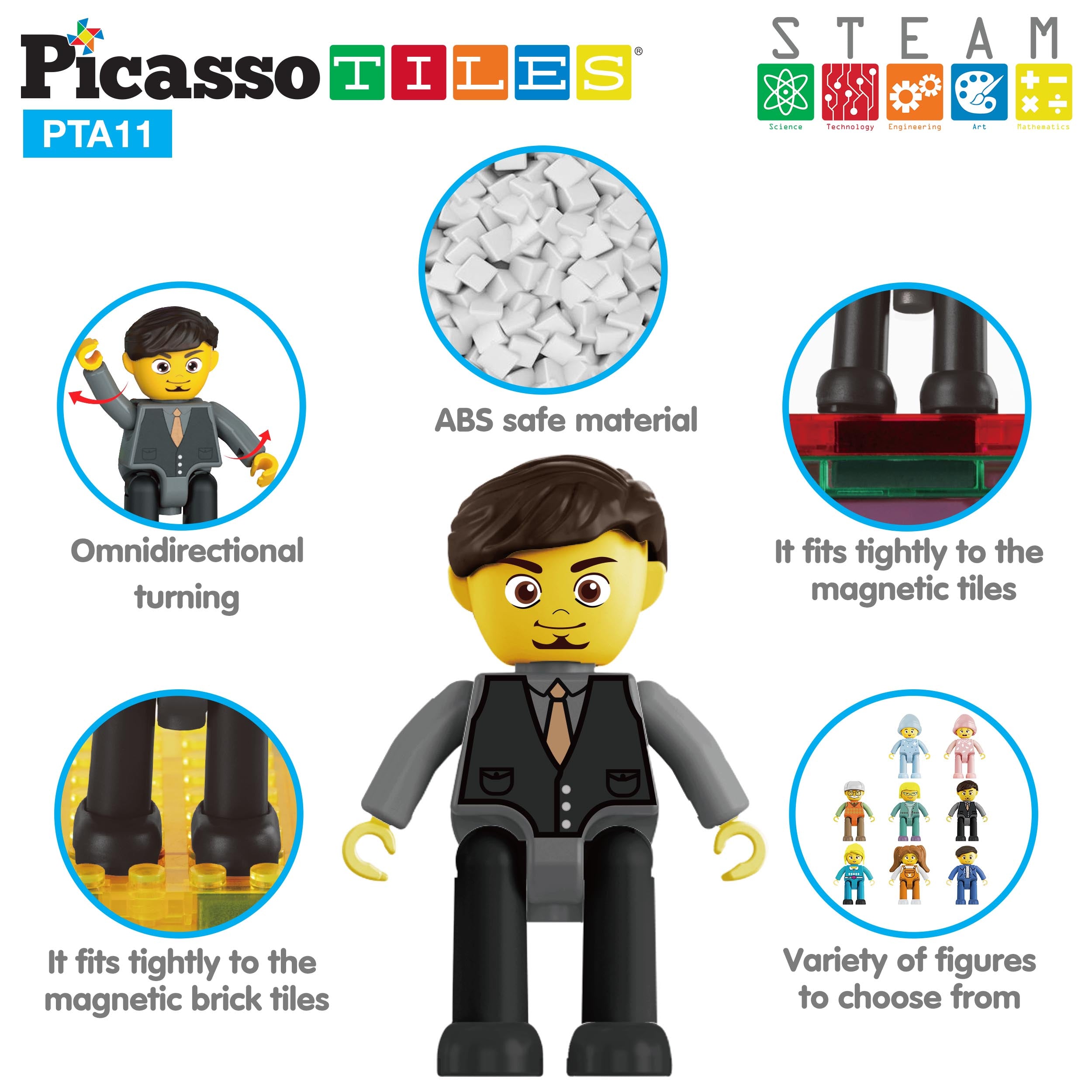 PicassoTiles Family Character Action Figure Magnet Toys