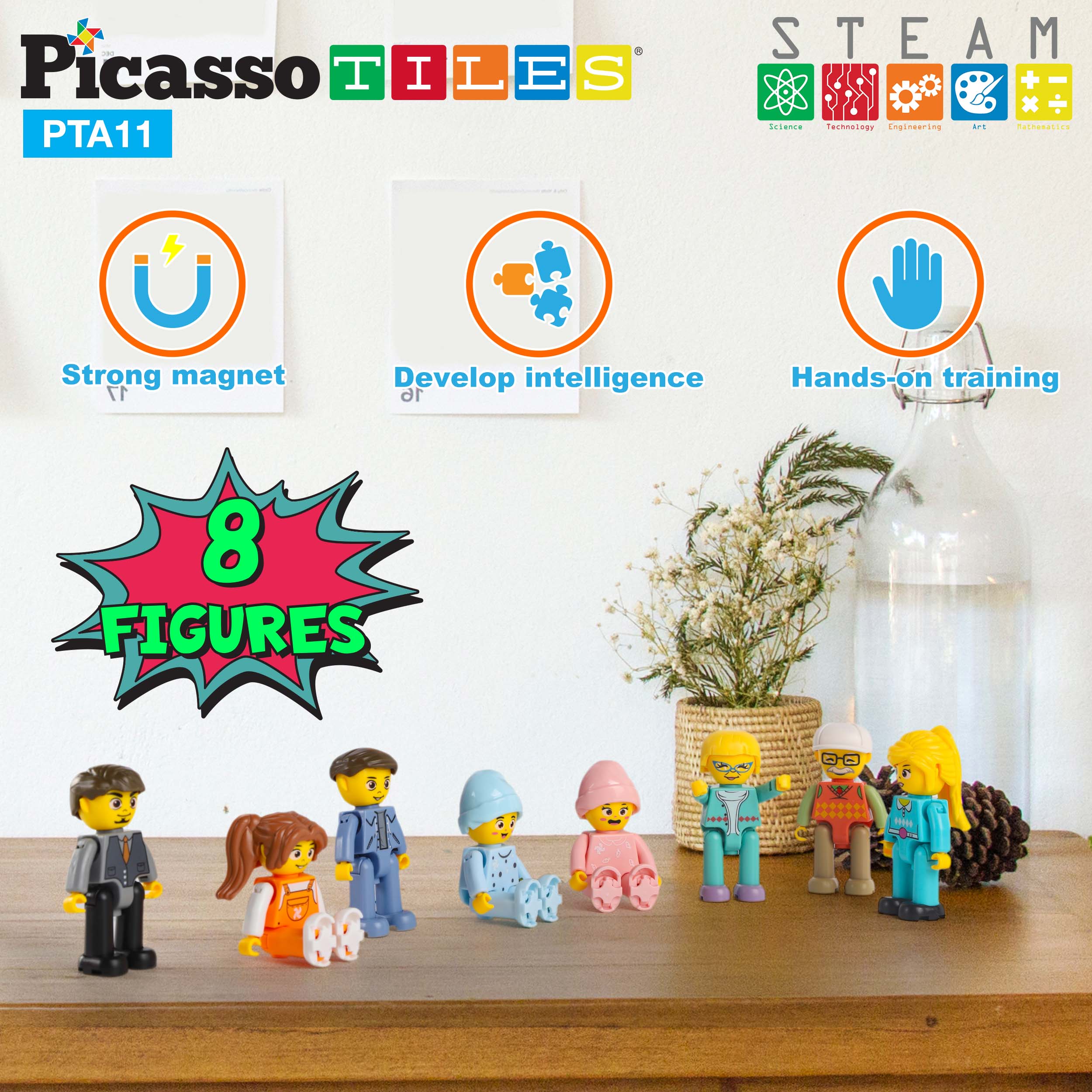 PicassoTiles Family Character Action Figure Magnet Toys