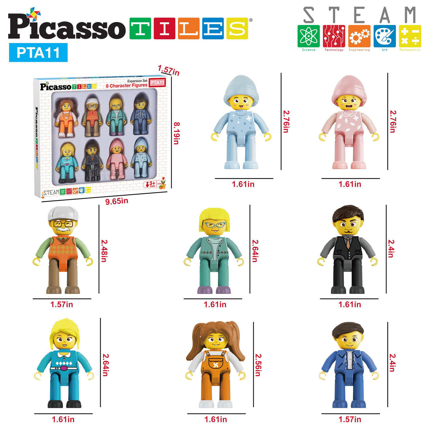 PicassoTiles Family Character Action Figure Magnet Toys