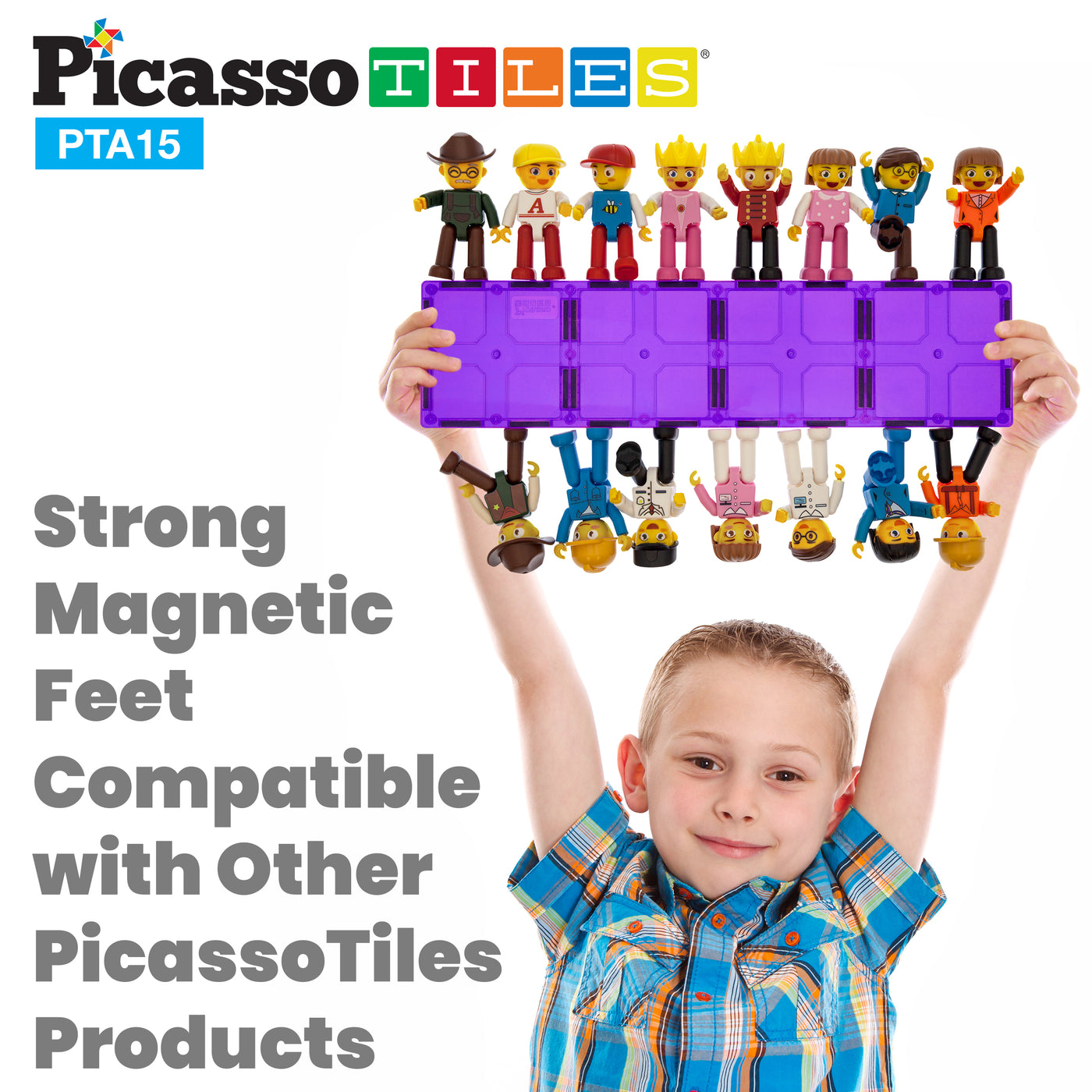 PicassoTiles 15 Piece Magnetic Blocks Character Figure Building Set